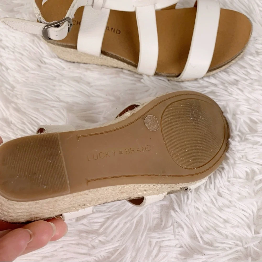 Lucky Brands little girl White Leather espadrilles Sandals‎
